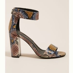 Jeffrey Campbell Multitone Snakeskin Ankle-Strap Block Heels